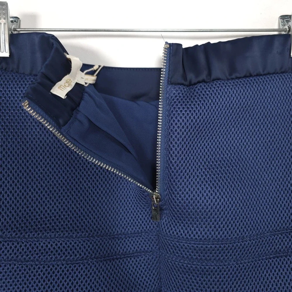 MAJE PARÍS Women's New XS T1 Mini Skirt Jude Boule Matiere Navy Blue E14ESSAGE